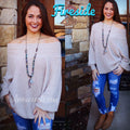 FIRESIDE OffShoulder/BoatNeck BubbleSleeve Knit Sweater Top
