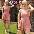 WISHLIST APPAREL OPTIC Lace Bodice Cross Back PleatShort Romper