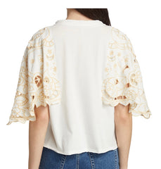 FREE PEOPLE Embroidered ANGEL Cotton Jersey Tee