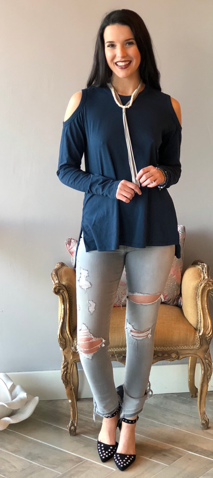 BOBI ColdShoulder NEWCASTLE LightWeight Jersey Top