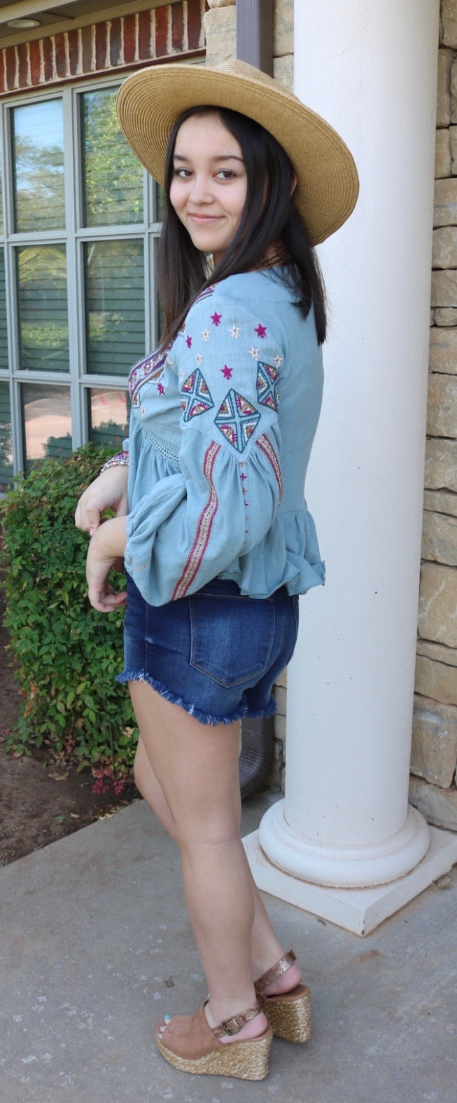 FREE PEOPLE Lagoon ARIA Embroider Flowy Top