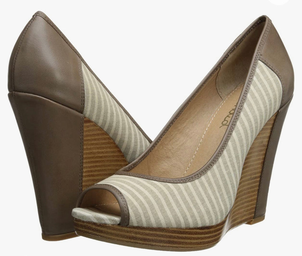 SPLENDID Stripe BEVERLY Peeptoe Wedge Sandal