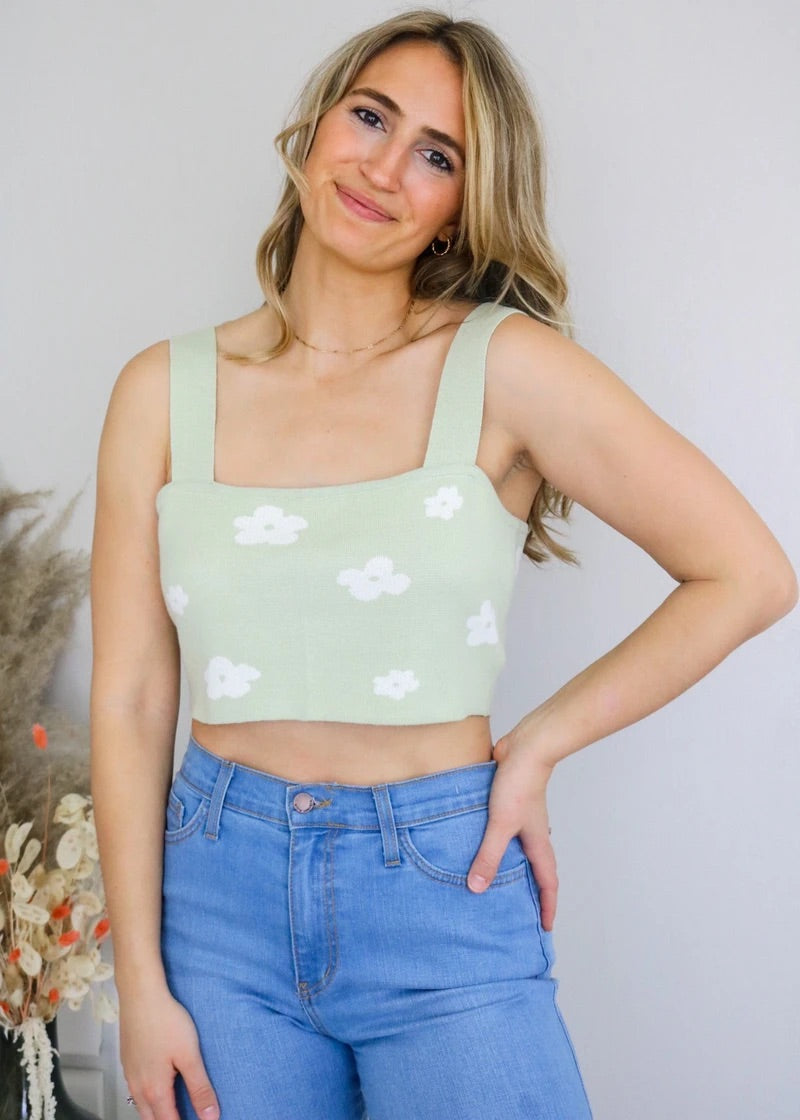 BISHOP Floral Knit Crop Tank