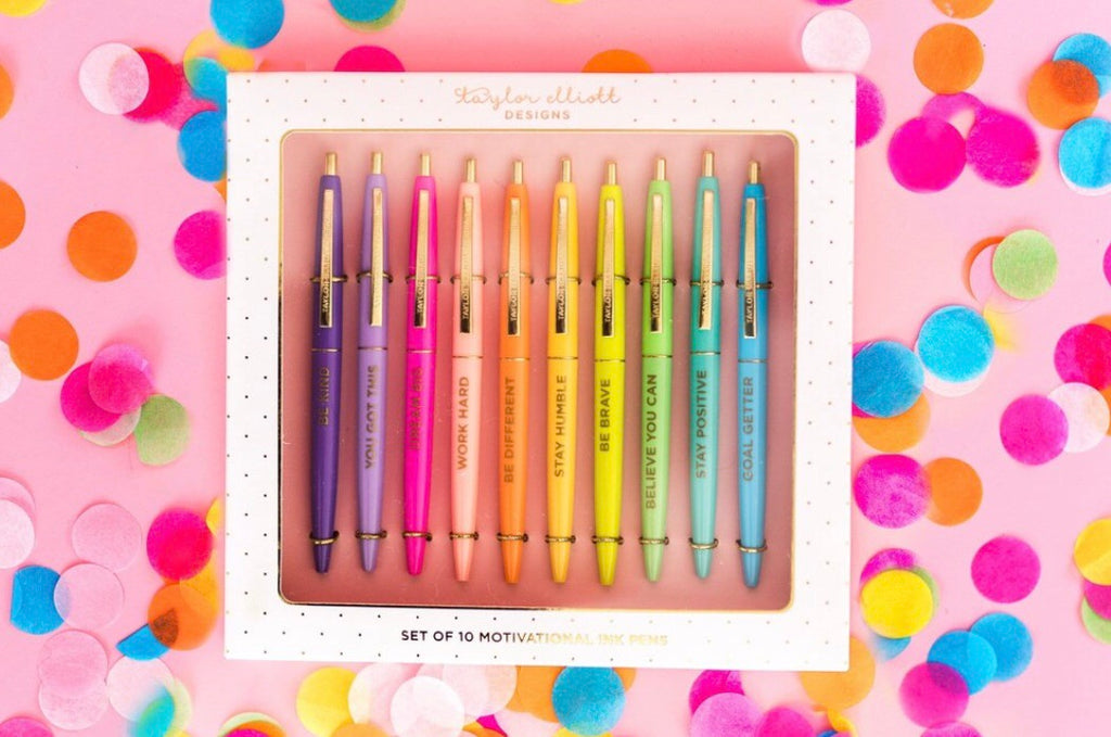 TAYLOR ELLIOTT 10pc Motivational Boxed Pen Set