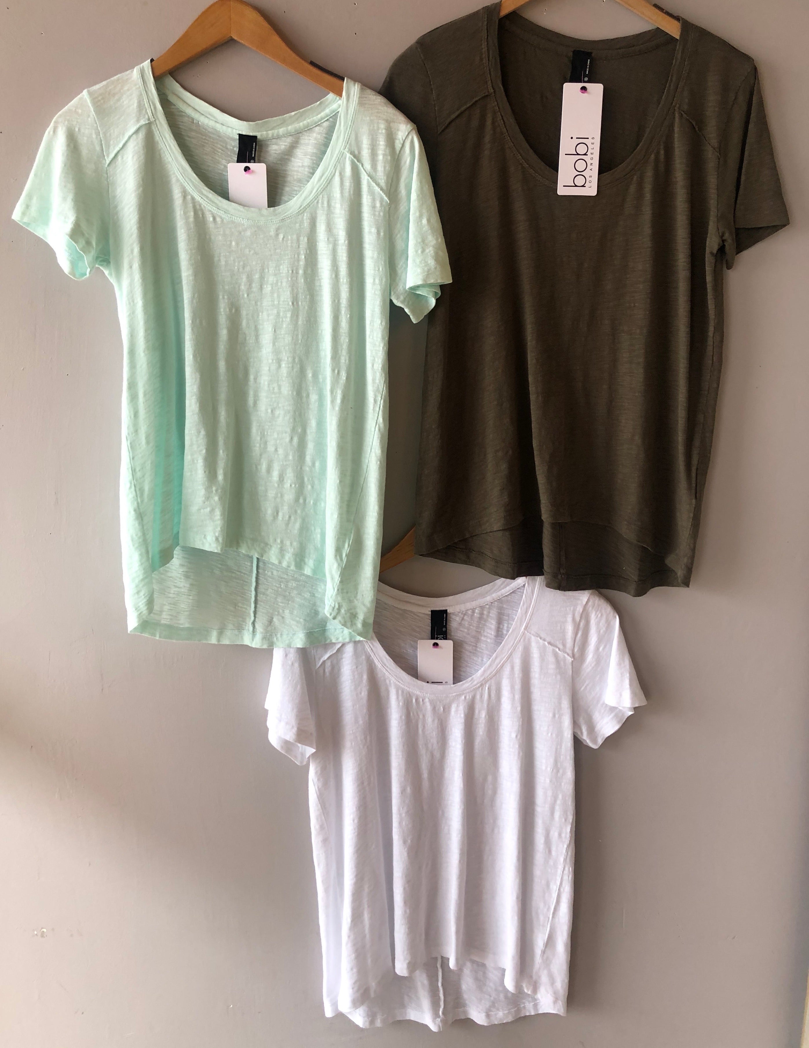 BOBI Slub Jersey BECKHAM RawSeam HiLo ScoopNeck Top