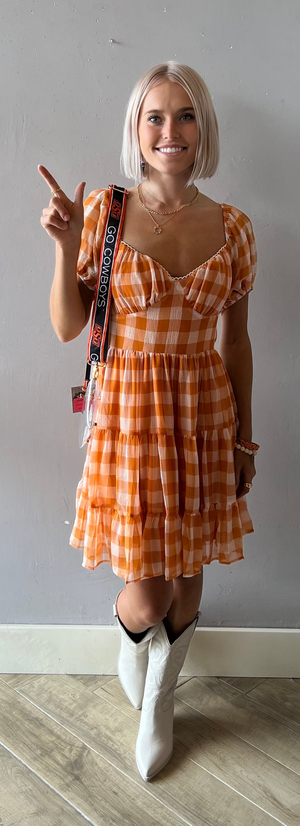 BOOKER Gingham Tie~Back Dress