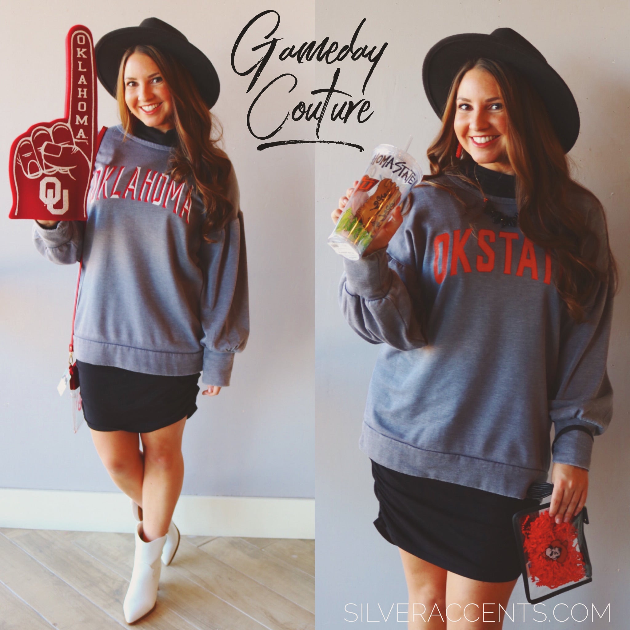 GAMEDAY COUTURE Oklahoma GOOD GOING Bishop Sleeve MineralWash Fleece Top