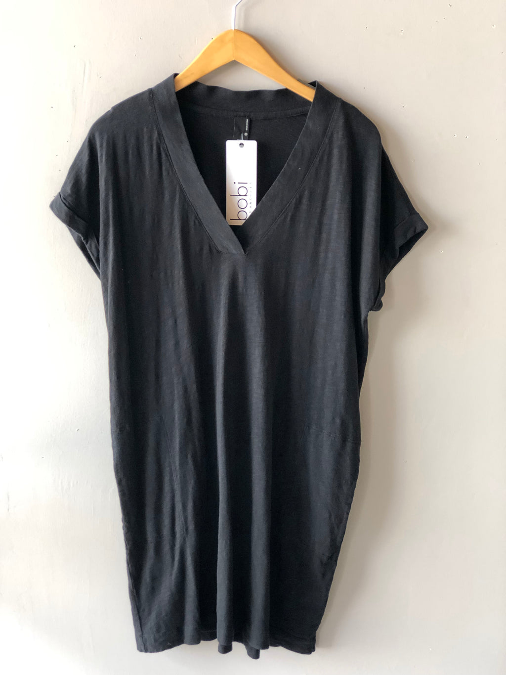 *BOBI V-neck Pocket RESORT Slub Jersey Tunic Dress