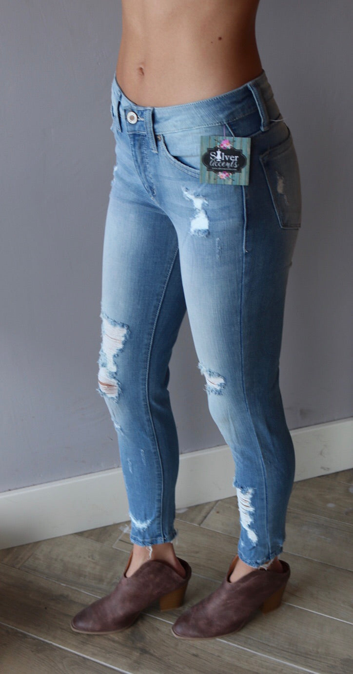 LEGACY Midrise Open Destructed Ankle Skinny Jean