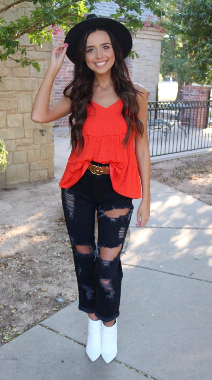 NAKED ZEBRA PROSPER Tiered Cami MatteSatin Tank Top