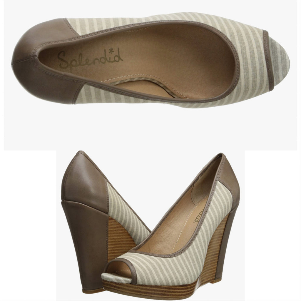SPLENDID Stripe BEVERLY Peeptoe Wedge Sandal