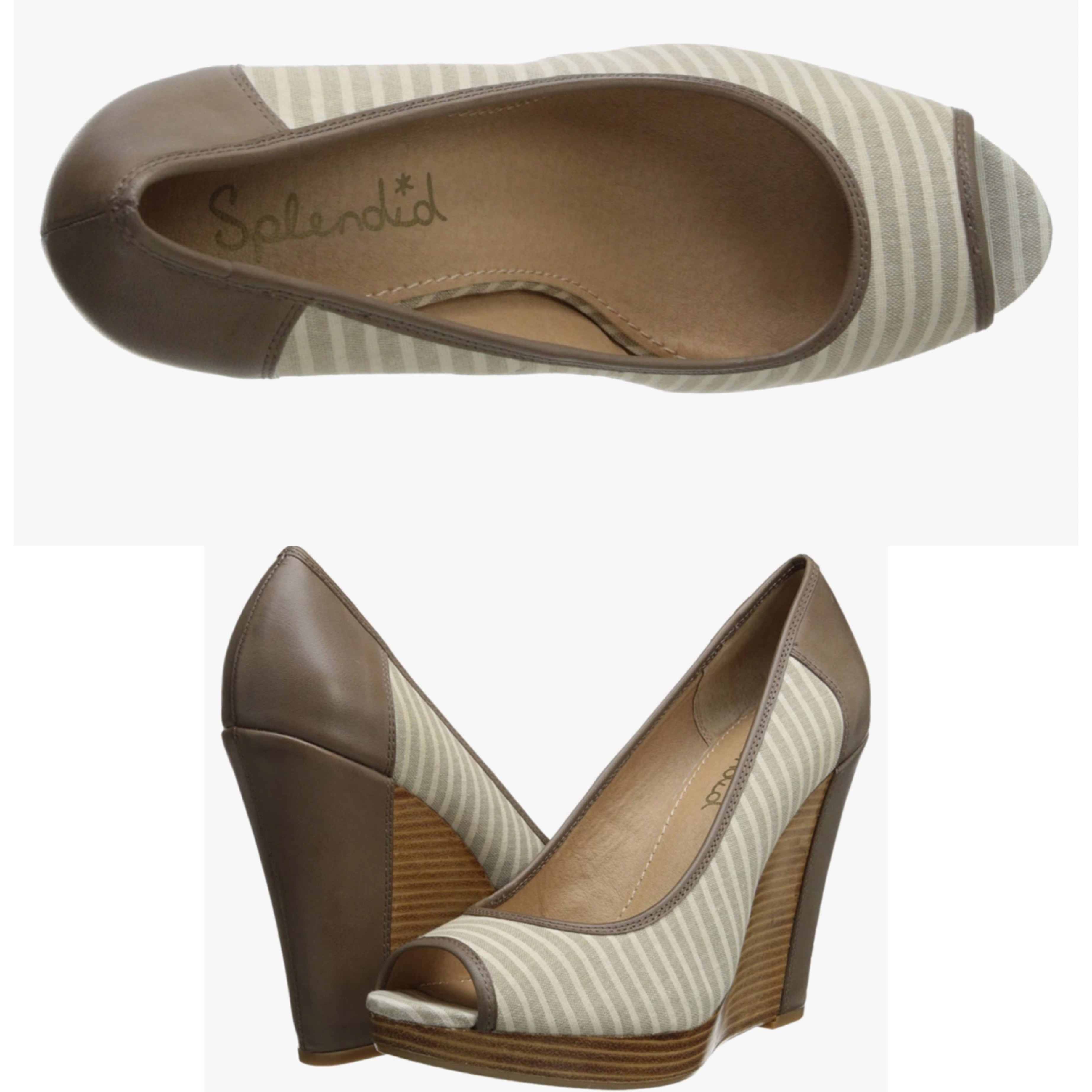 SPLENDID Stripe BEVERLY Peeptoe Wedge Sandal