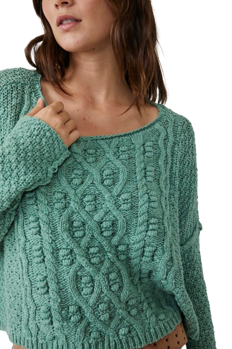 FREE PEOPLE CableKnit CHANGING TIDES Pullover Sweater