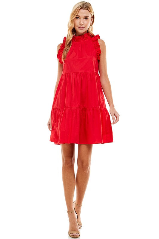 ROYAL HiNeck MutiTier Ruffle Dress