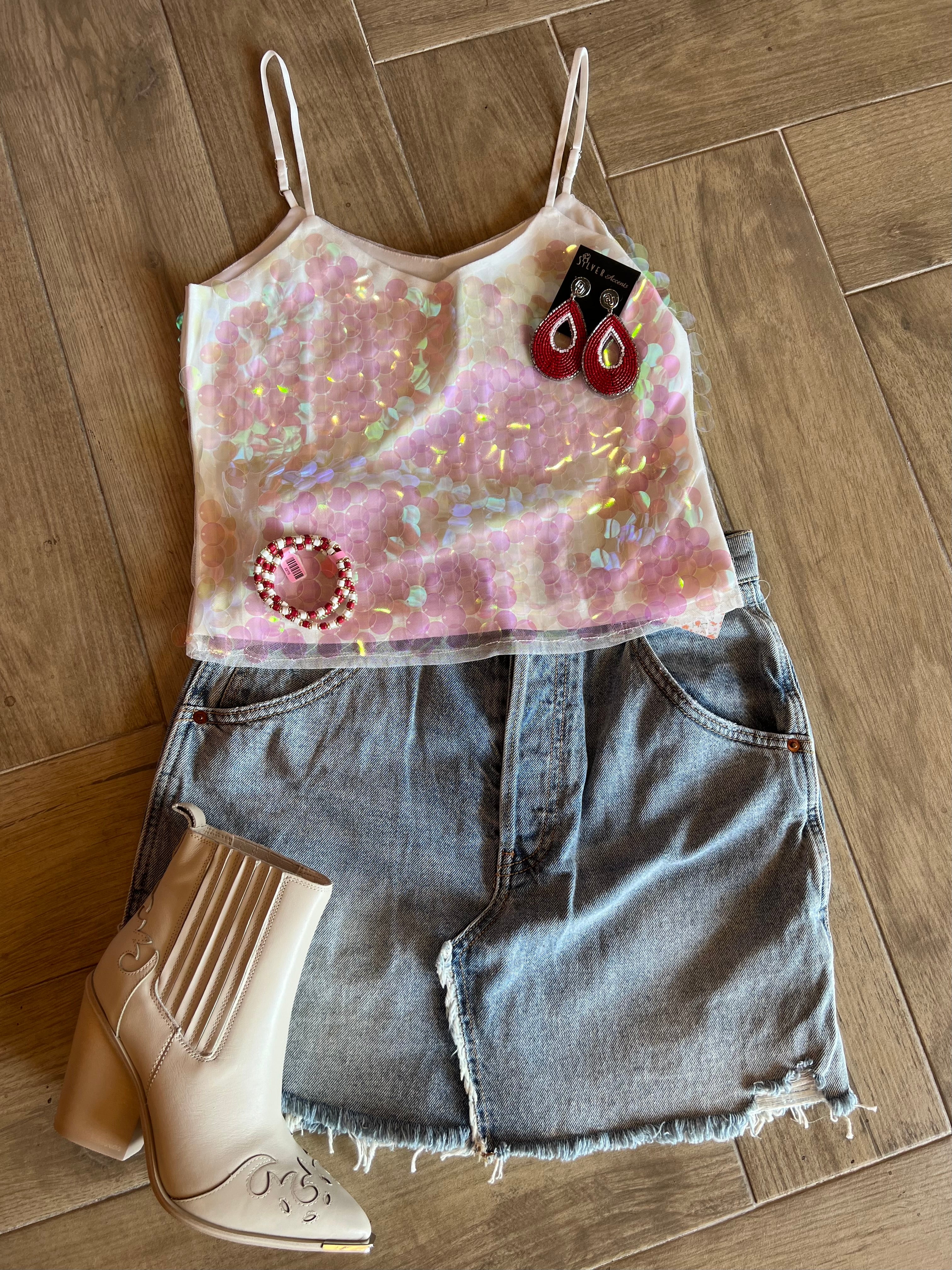 FREE PEOPLE Denim BREA Cutoff Skirt