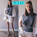 TULLY BalloonSleeve MixMedia Poplin/Sweater Top