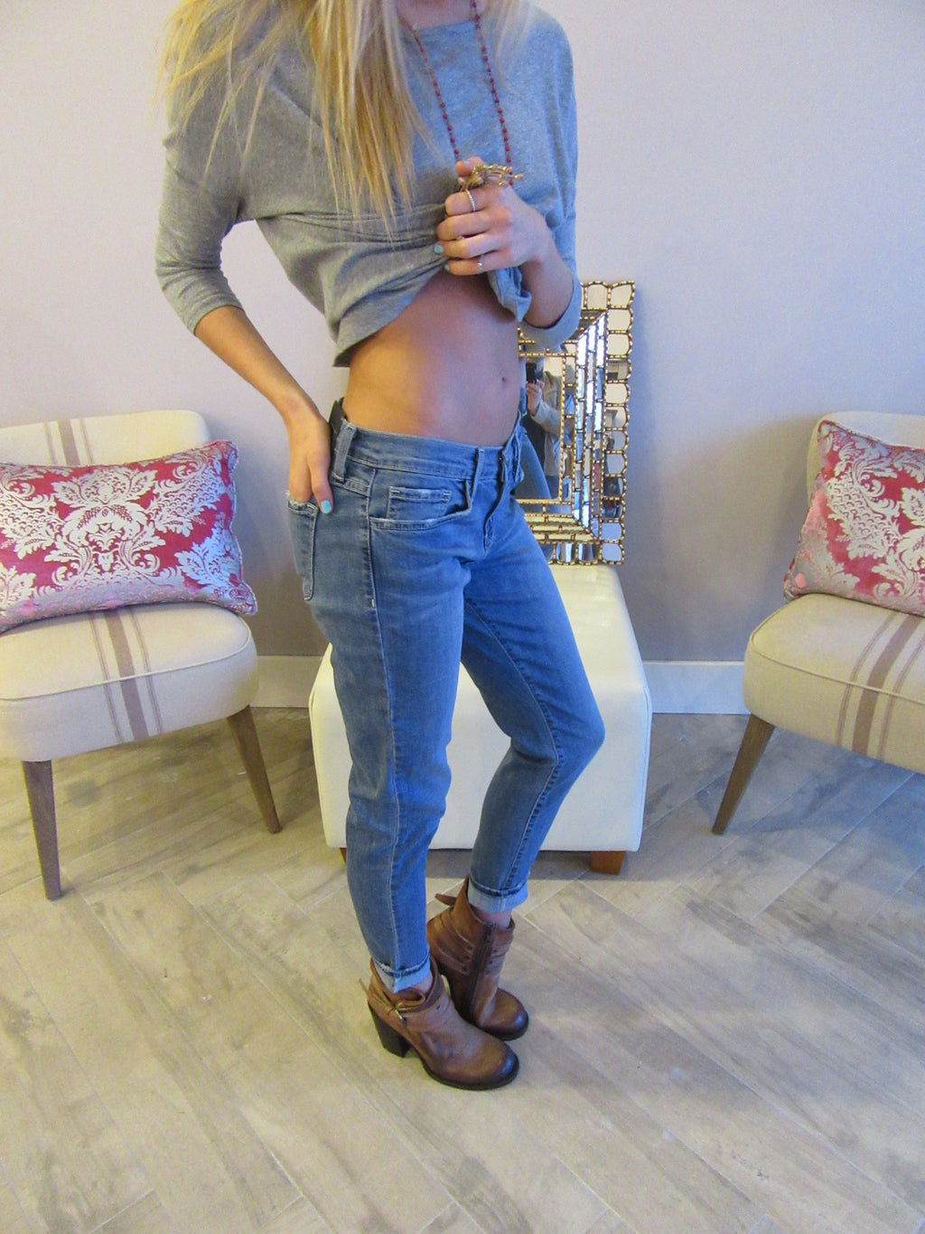 FLYING MONKEY Medium Stonewash ASHVILLE BLUE Boyfriend Jeans