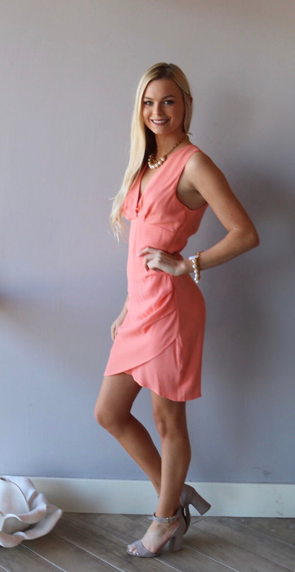 BOBI BLACK Coral BELIZE Crepe WrapHem Dress