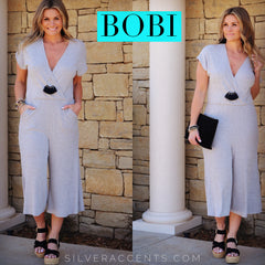 *BOBI BrushHeather RibKnit DOCKET DolmanSleeve Crop Jumpsuit