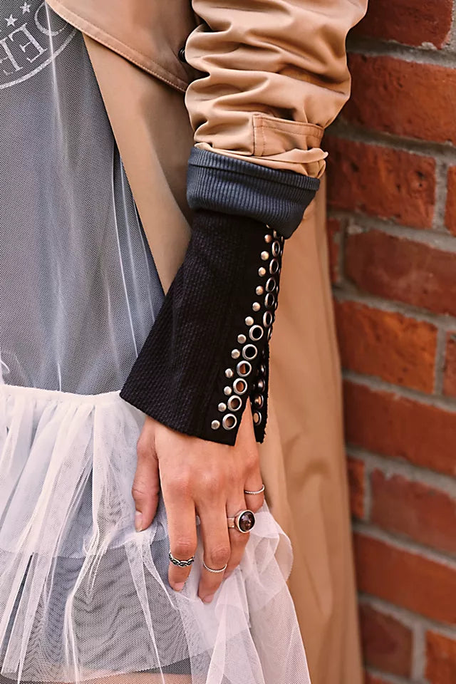 FREE PEOPLE Embellished Sleeve A LITTLE UNRULY SquareNeck Top