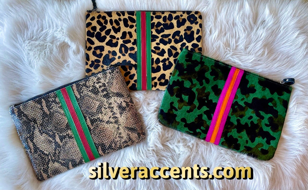 PARKER & HYDE Cowhide Stripe Clutch Bag