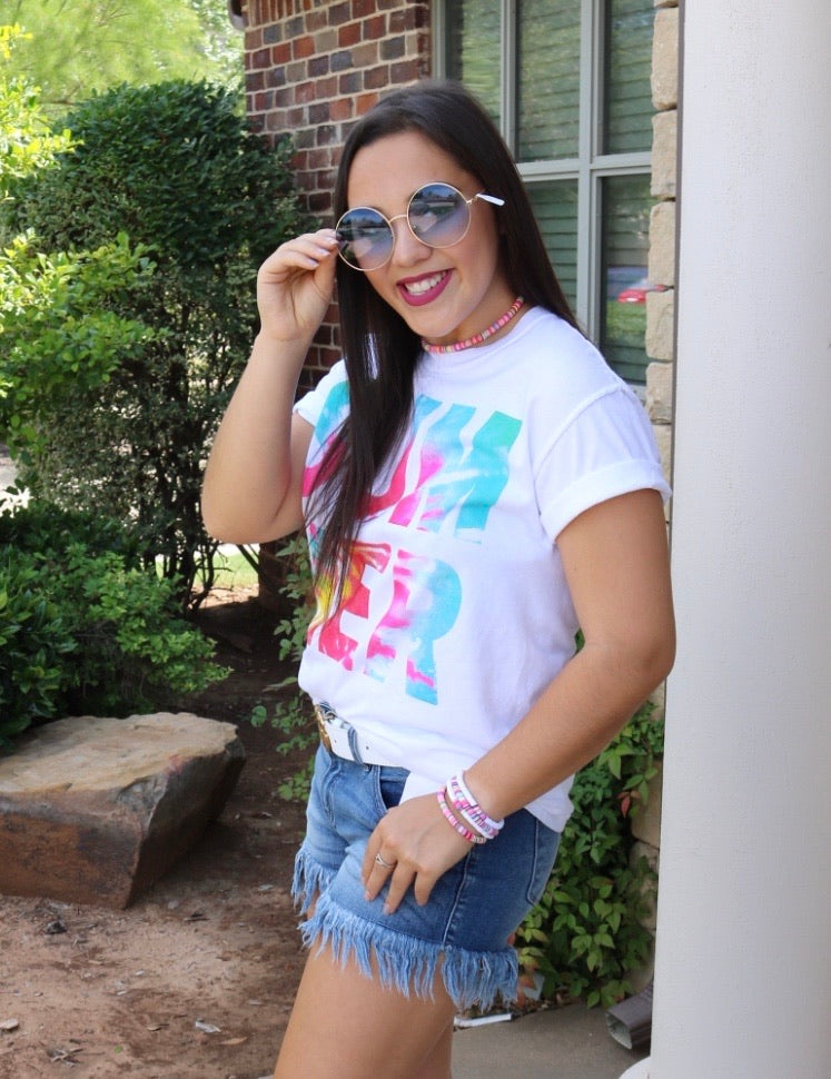 TTT SUMMER Tie~Dye Logo Comfort Colors Tee Top