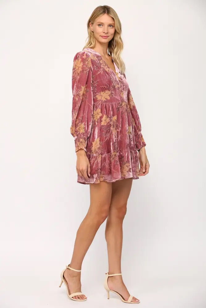 FACADE Burnout Velvet Empire Dress