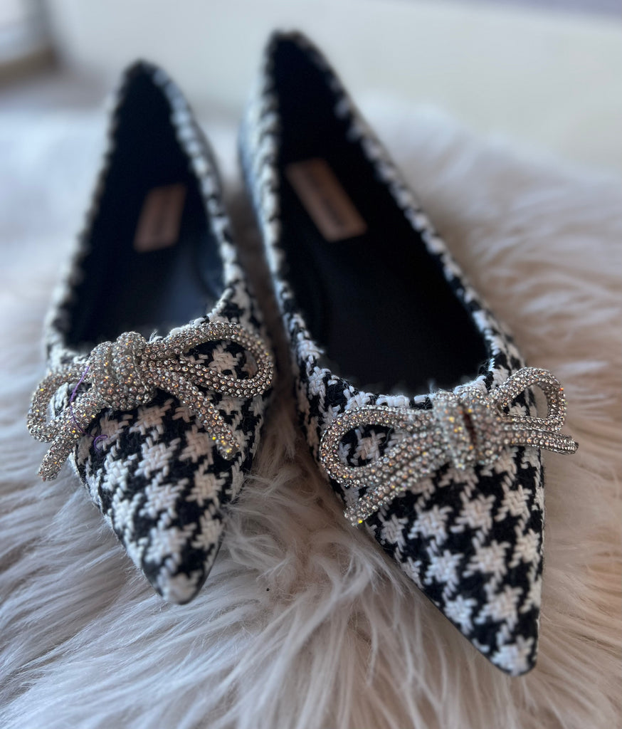 STEVE MADDEN Rhinestone Bow ELINA Flats Silver Accents