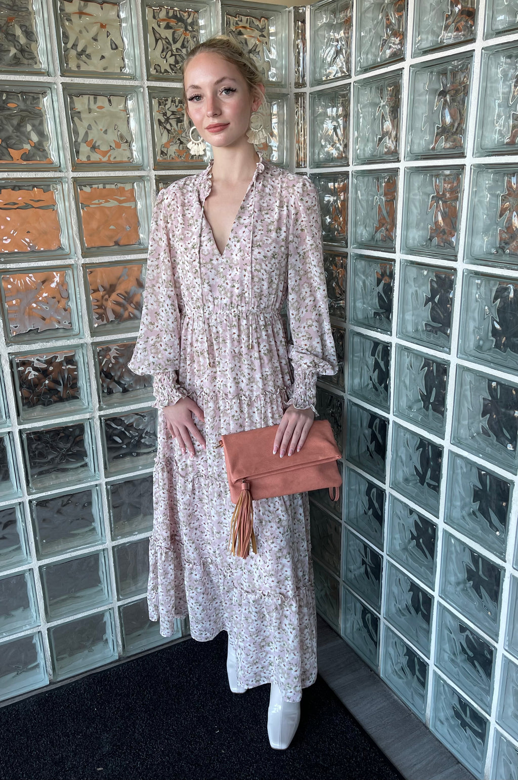 ELAN Floral FLEUR Long  Sleeve Maxi Dress