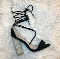 VENICE LaceUp Wrap BlockHeel Sandal Shoe