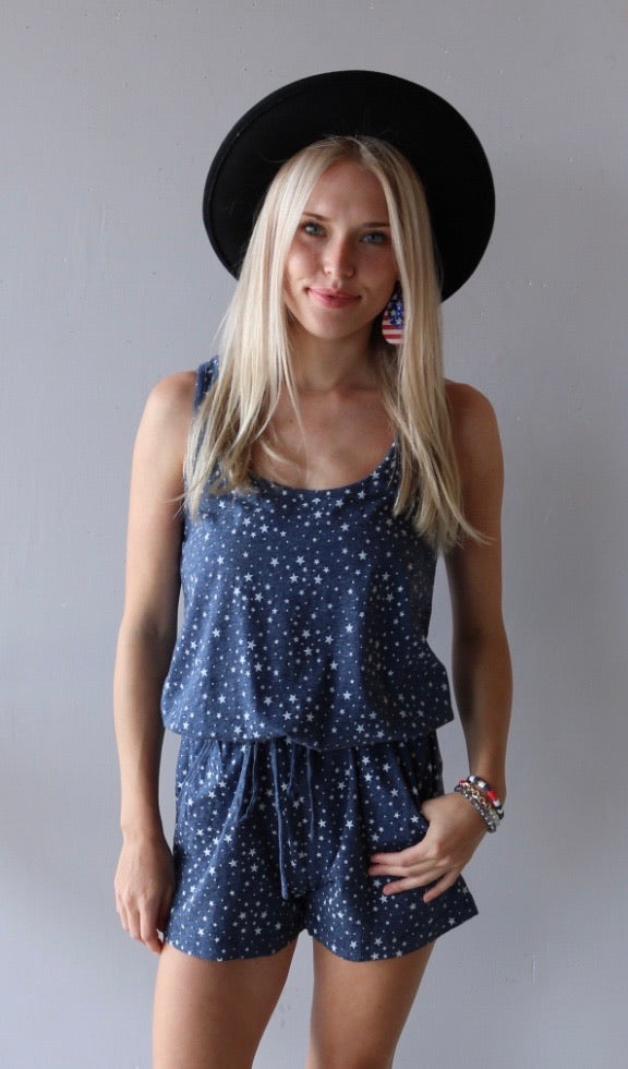 *BOBI Star Print JUSTICE RacerBack Short Romper