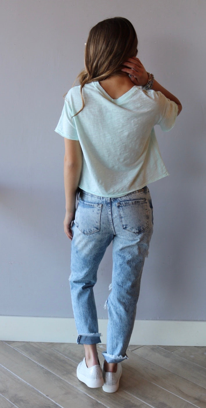 BOBI WaistCrop MARVEL SlubJersey Tee Top