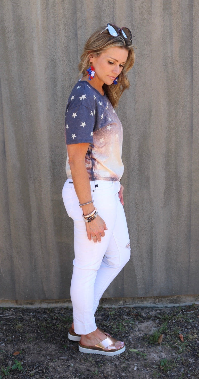 MH Patriotic Tie Dye Crop Tee