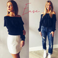 EASE Ruffled OffShoulder TerryKnit Top