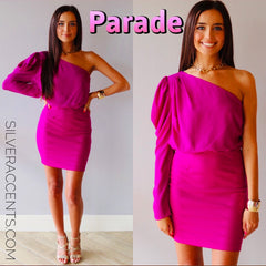 PARADE One Shoulder Puff-Sleeve Bodycon Dress
