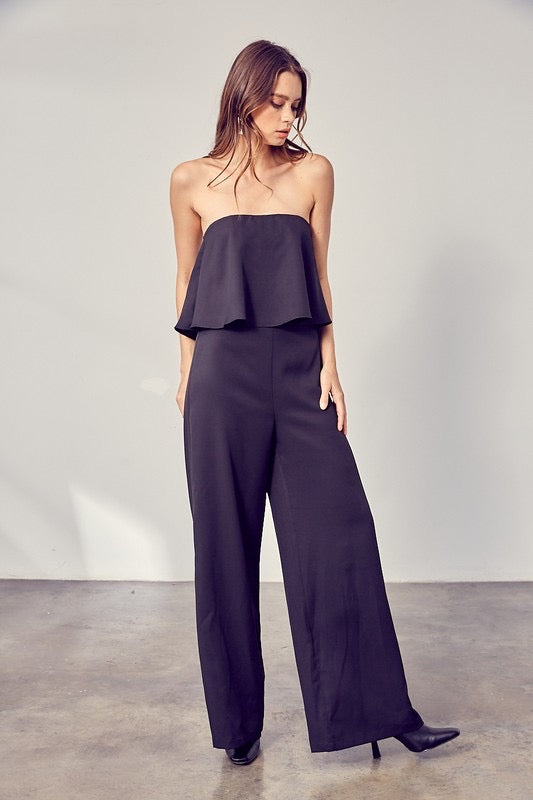BOAST Pop~Over Strapless Ruffle  Jumpsuit