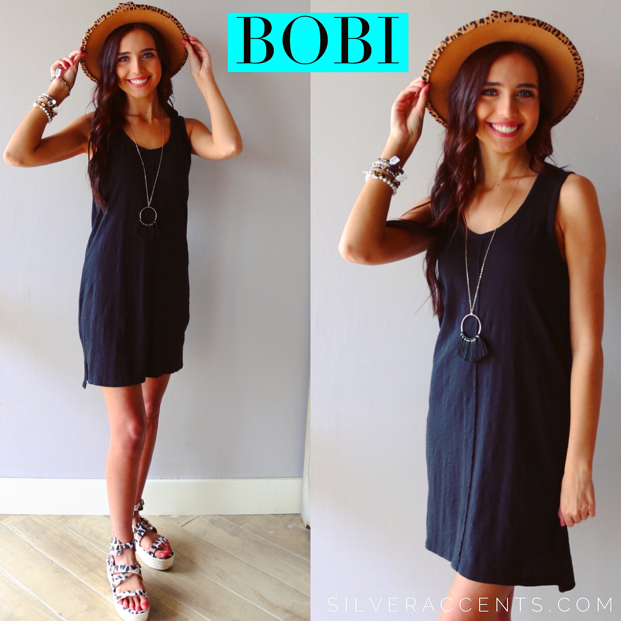 BOBI Slub Jersey V-Neck HORIZON StepHem Dress