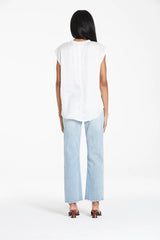 *DEAR JOHN Sleeveless YANIS V-Neck Satin RawHem Top