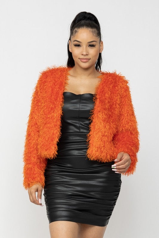 SPENCER Crop Faux Fur Jacket