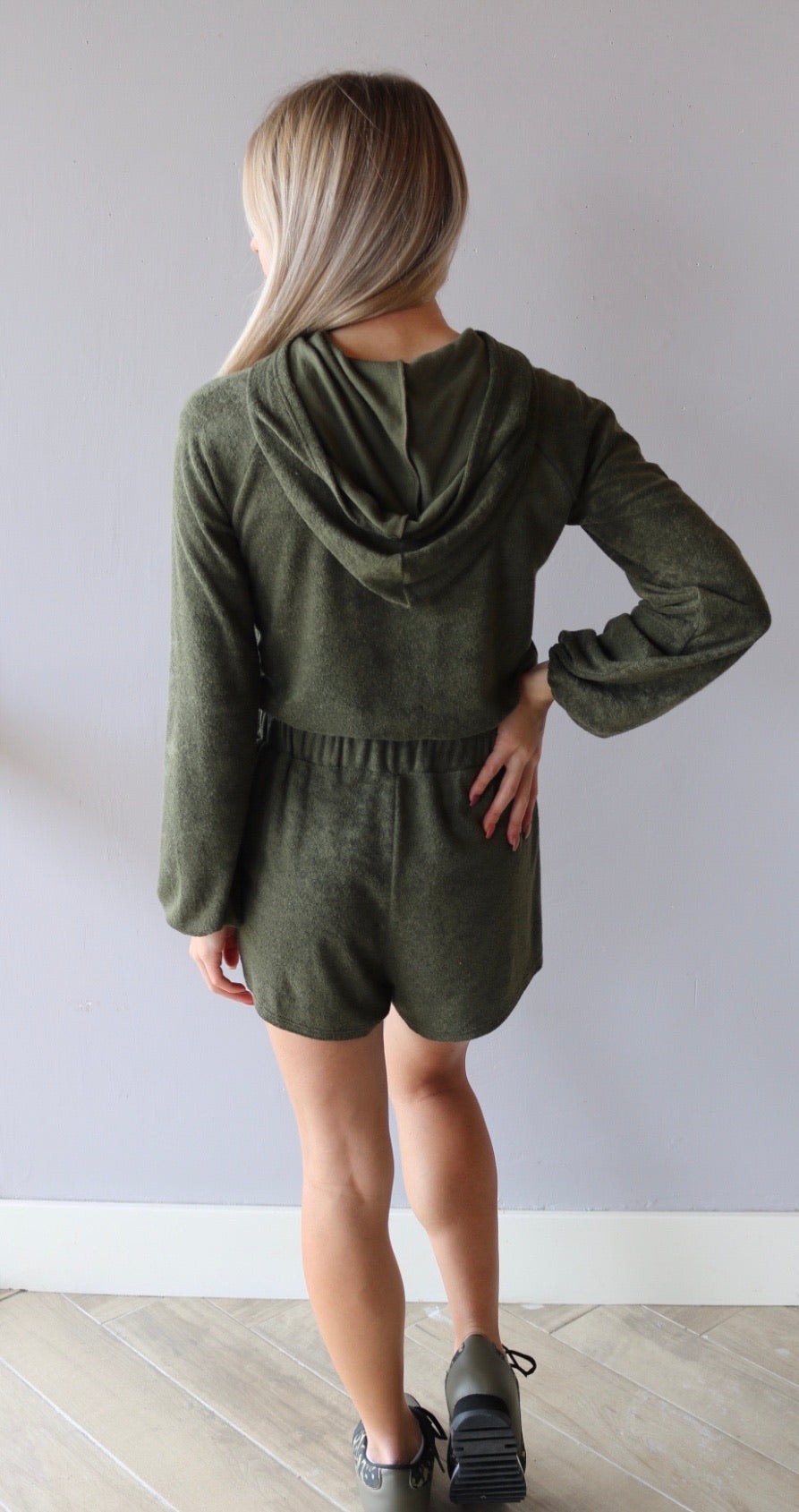 STARK 2pc TerryKnit Cropped Hoodie/Short Set