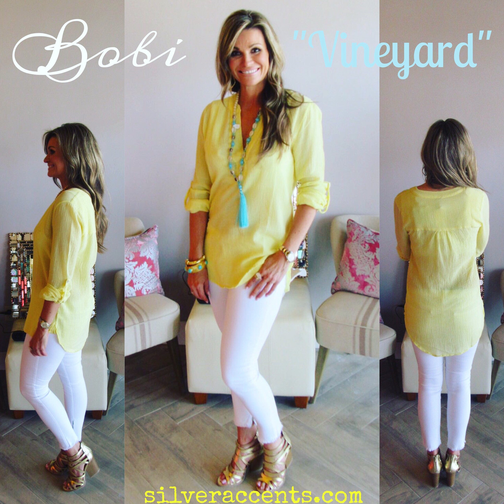 BOBI Gauze VINEYARD RollSleeve Tunic Top
