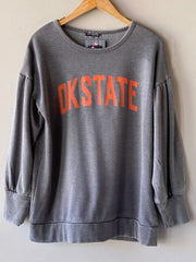 GAMEDAY COUTURE Oklahoma State GOOD GOING Bishop Sleeve MineralWash Fleece Top