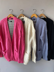 COMMIT Sherpa PopcornKnit Pocket Open Cardigan Top