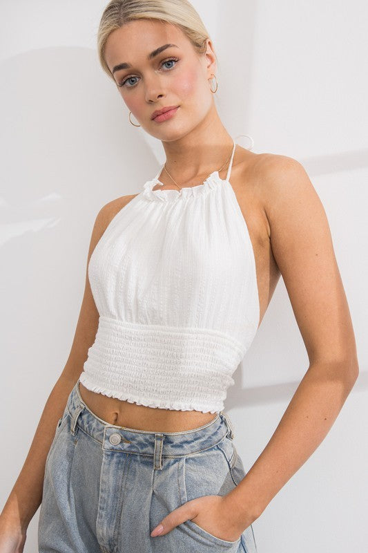PAPER MOON DAZED HalterNeck SmockBottom Gauze Top