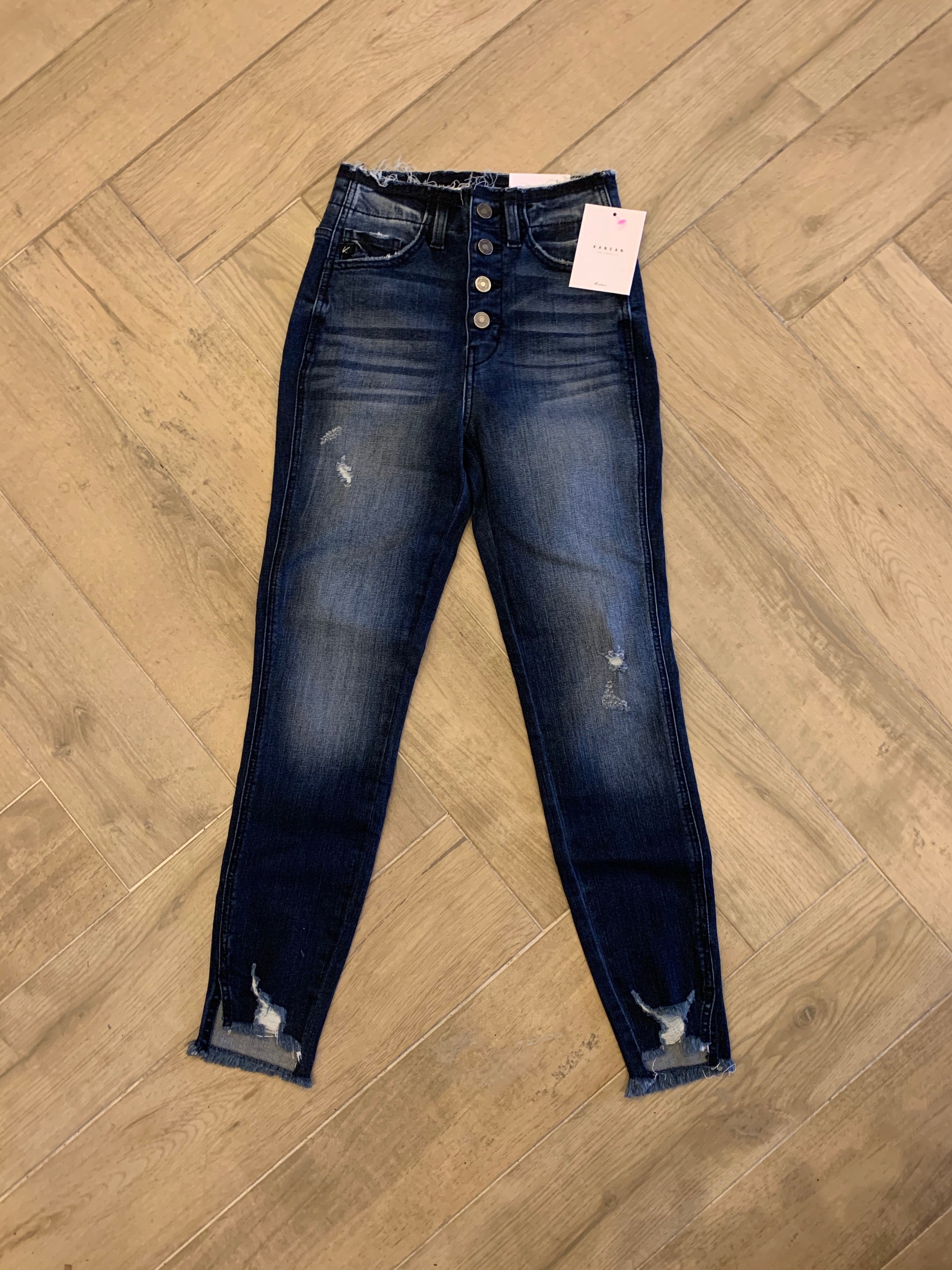 KANCAN HiRise STRIDE Distressed Skinny Jeans