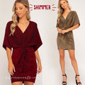 SHIMMER MetallicKnit Batwing Sleeve Dress