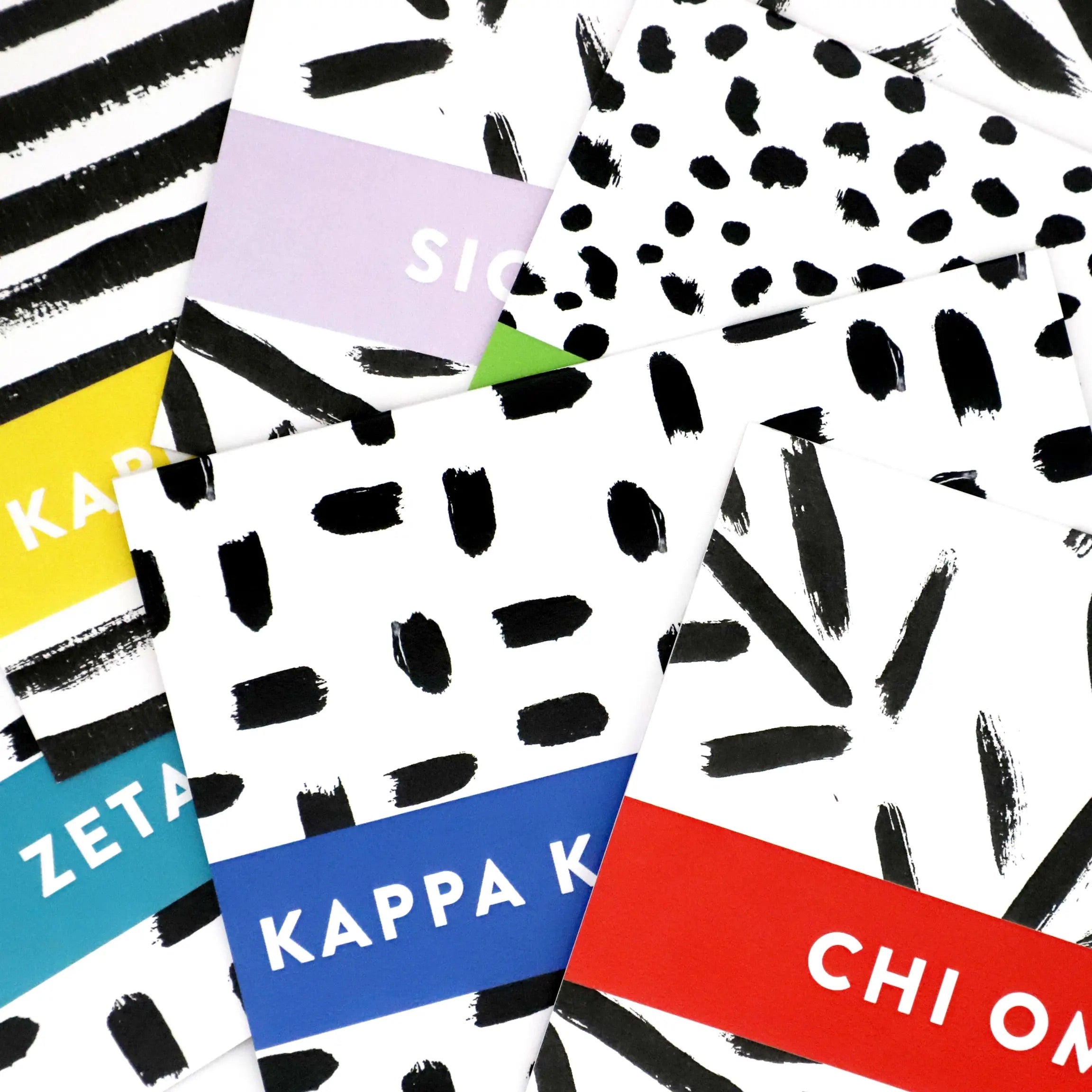 MS 8pc Sorority PATTERNED Greek Chic Notecards/Envelopes