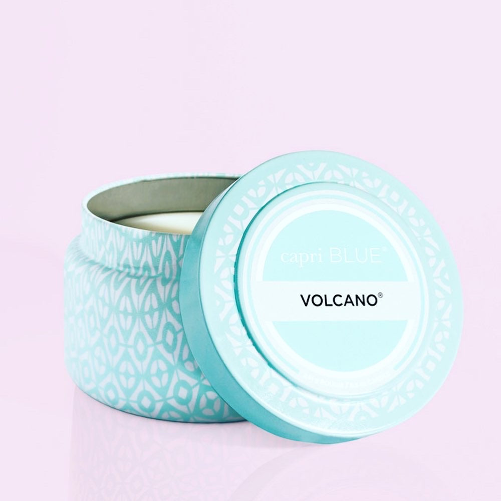 CAPRI BLUE Printed VOLCANO 8.5oz Tin Candle