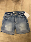 Kancan MidRise REALM Distress Cuff Denim Short