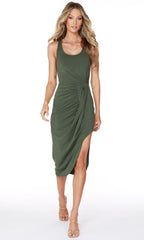 BOBI Drape Pleat RUNWAY Model Midi Dress